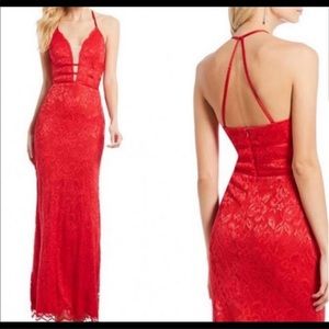 Betsy and Adam red lace dress